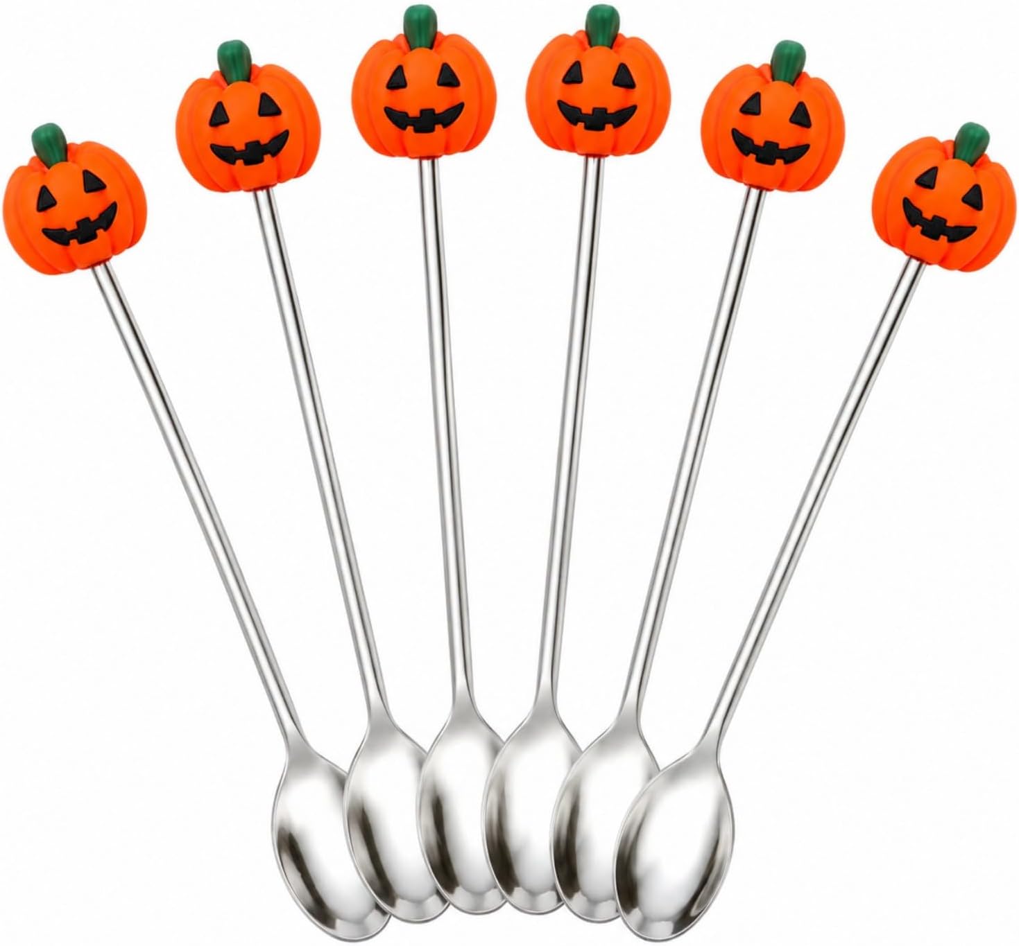 6pcs halloween pumpkins spoons stainless steel, pumpkin kitchenware