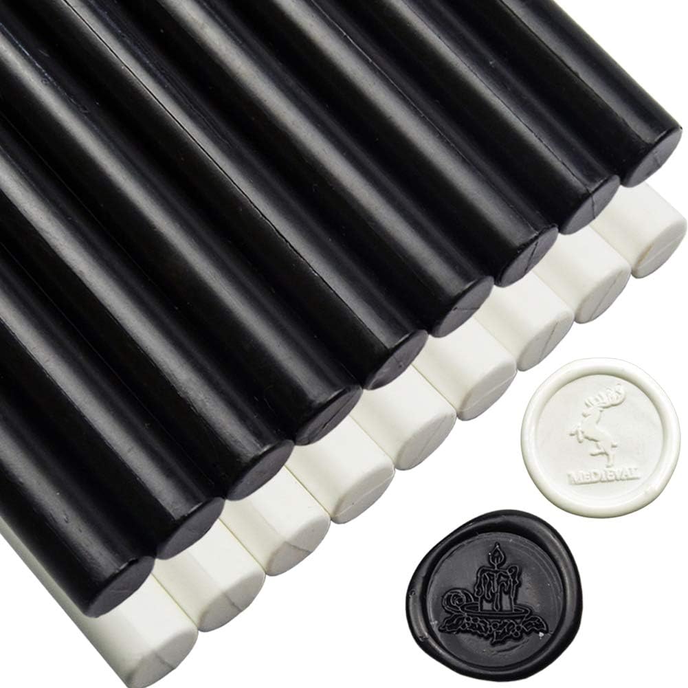 18 Sticks Glue Gun Sealing Wax,for Retro Vintage Wax Seal Stamp and Letter, Wedding Invitations, Cards Envelopes, Snail Mails, Wine Packages, Gift Wrapping (Black and White)