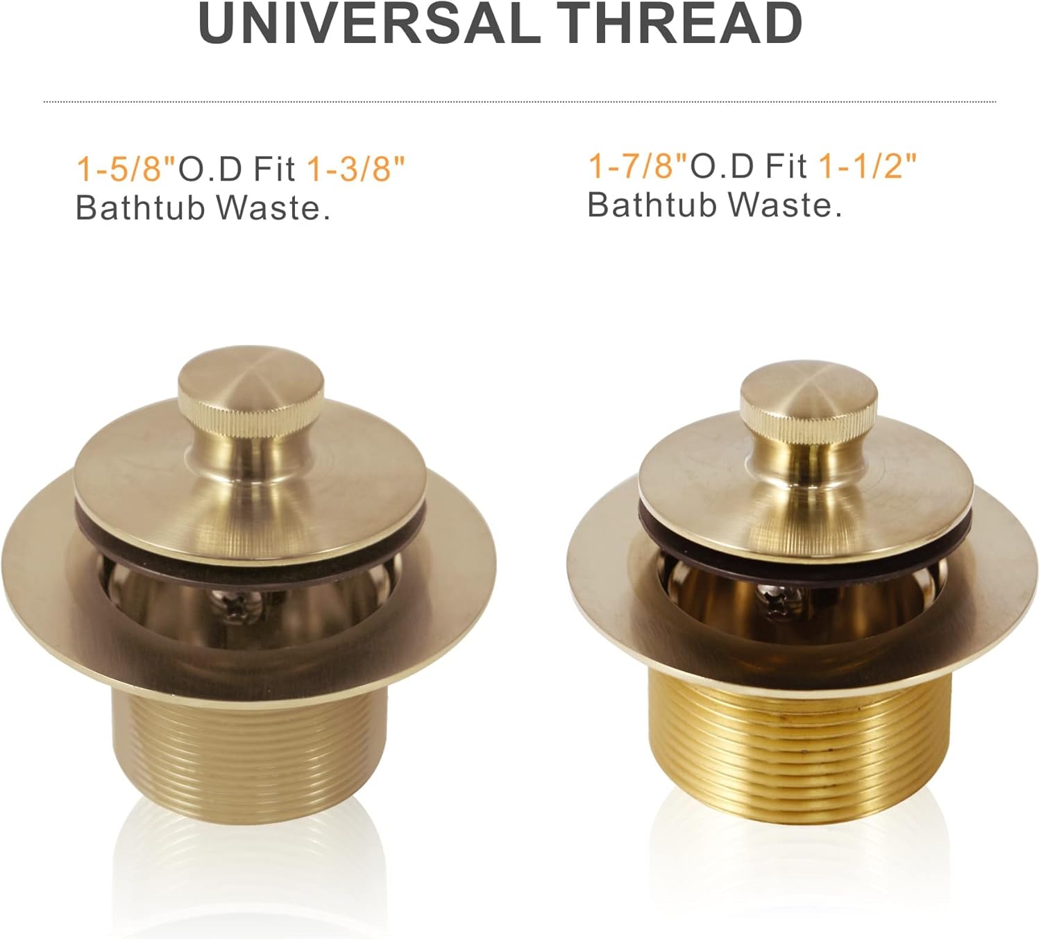 Bathtub Tub Drain Conversion Kit Assembly,Wellup Lift and Turn Twist Tub Drain Trim Kit with Two-Hole Overflow Faceplate, Brushed Brass Gold - - 