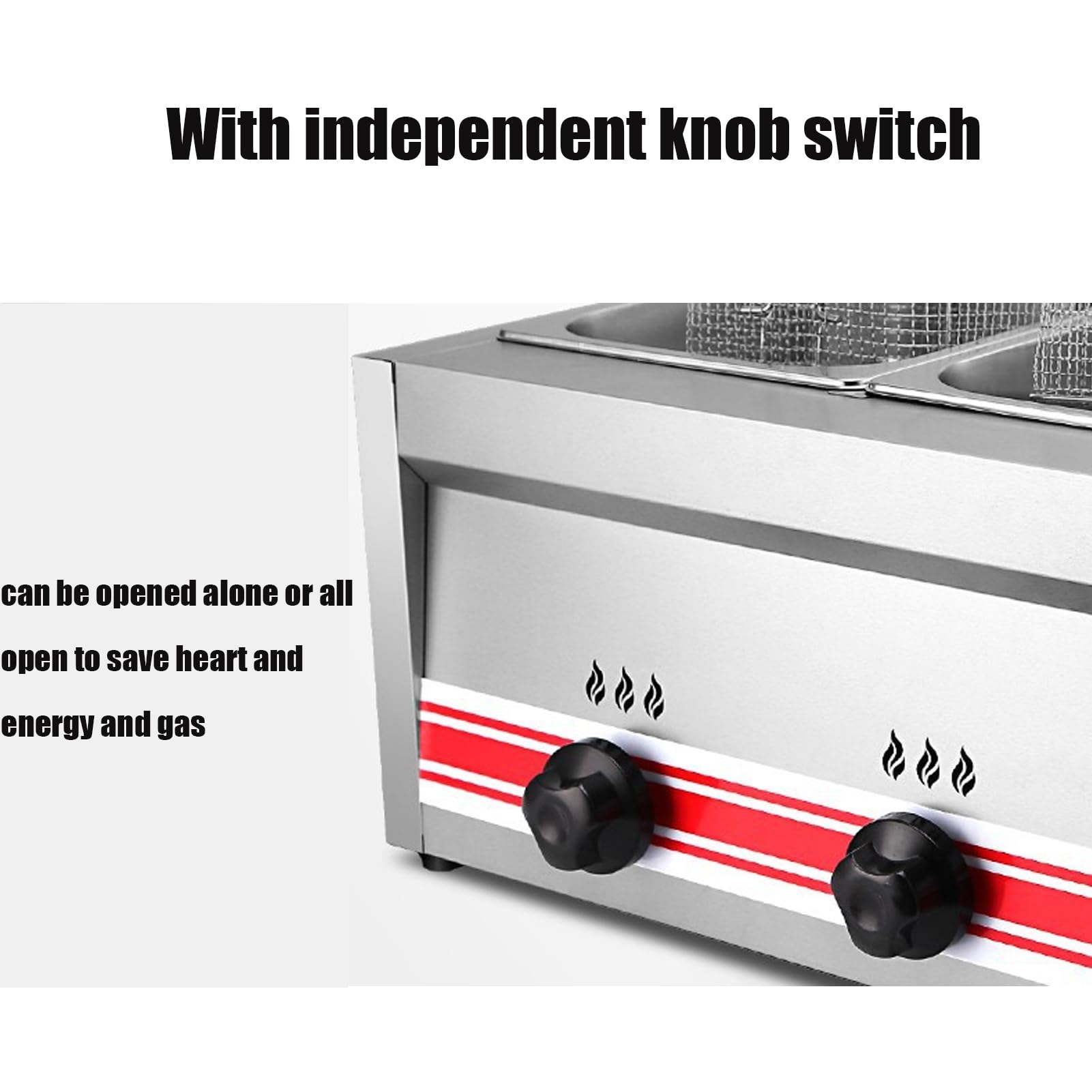 Freidora De Gas 20/30 L, Freidora De Gas Profesional De Acero Inoxidable Comercial con Cuchara De Cesta para Encimera De Restaurante Comercial MáQuina para Cocinar Alimentos