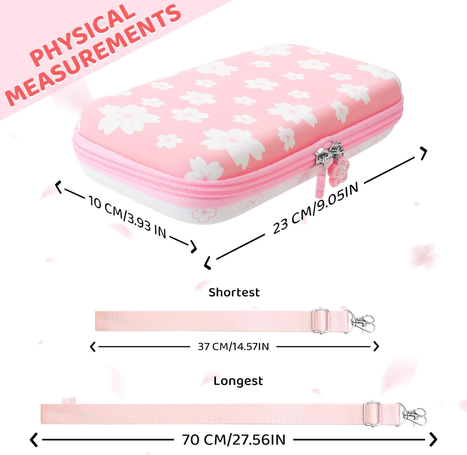 RHOTALL Funda de transporte con diseño de flor de cerezo rosa y blanco para Nintendo Switch Lite, funda de almacenamiento potable para accesorios Switch con funda protectora, protector de pantalla,