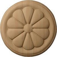 Vista 1 de Ekena Millwork ROS04X04REAL Reese Redondo Roseta, 4 1/4"W x 4 1/4"H x 5/8"P, Aliso