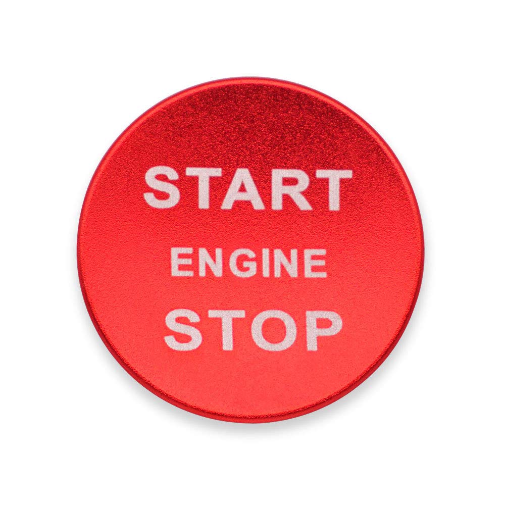 Ceyes Car Start Engine Stop Emblem Push Button Start Overlay Decal Car Ignition Start Button Cover Sticker for Land Rover Discovery Range Rover Velar Evoque Jaguar - Red Start Button Cover