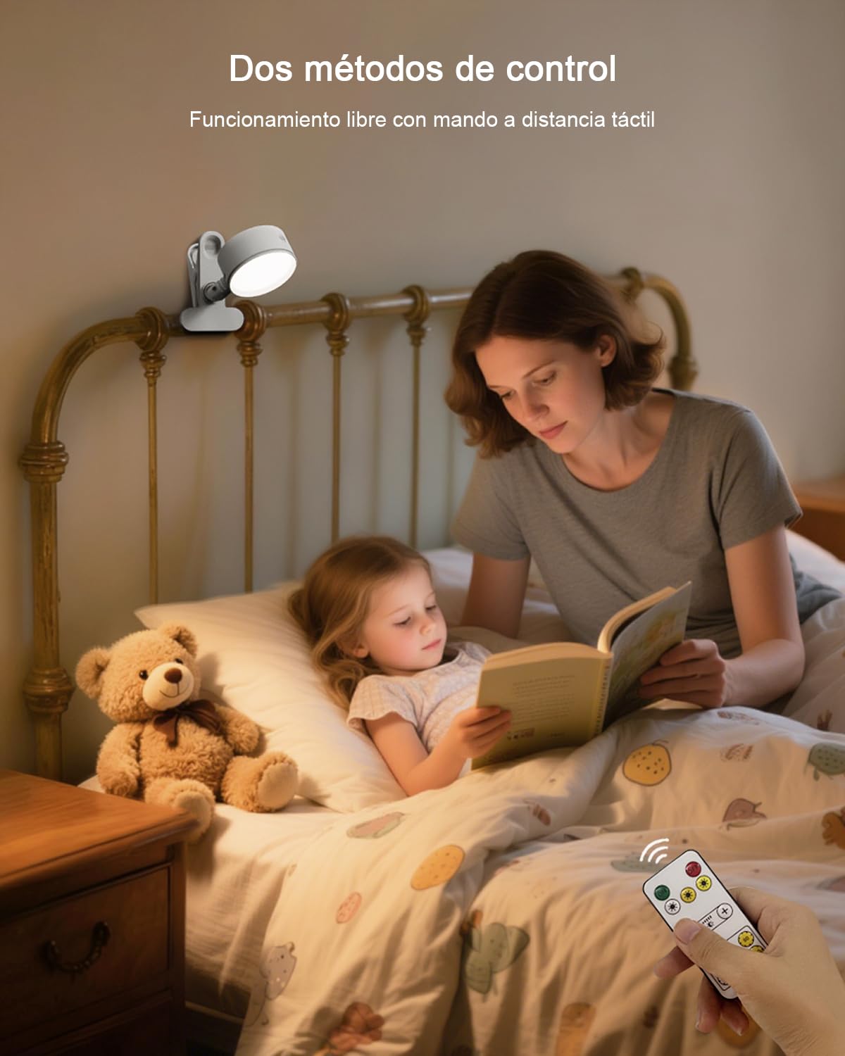 GOVSSING Lampara Lectura Cama Sin Cable con Recargable 5000mAh, USB LED Lampara Pinza Cabecero Cama 360° Giratorio de 3 Colores Camping