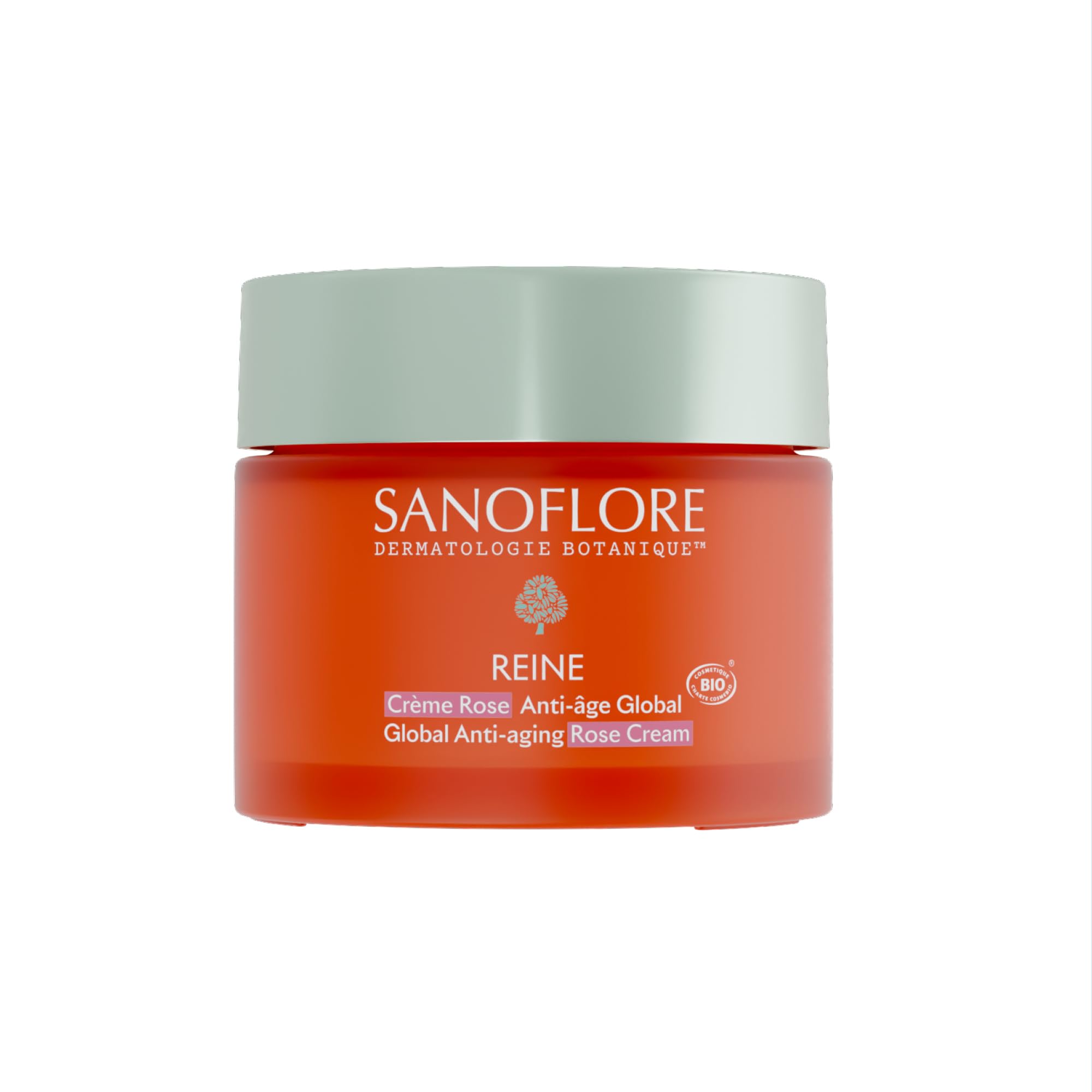 Sanoflore REINE Crème Rose Anti-âge Global Bio, régénère la peau et booste l'éclat, 50ml