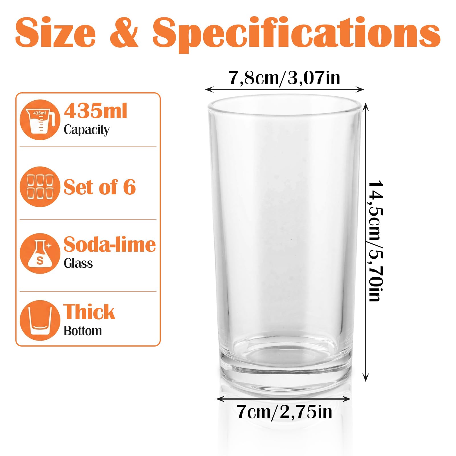 Zestaw 6 szklanek do picia 435 ml, na wodę