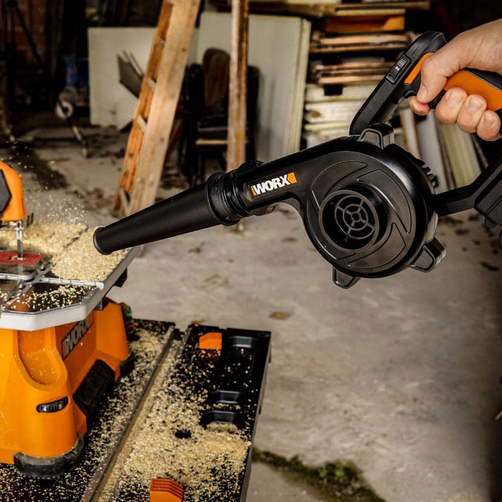 WORX Soplador Ligero 20V Máx. | PowerShare | WX094.9 | No Incluye batería ni Cargador| | 3 velocidades, ergonómico y Potente | Ideal para soplados de Taller Negro