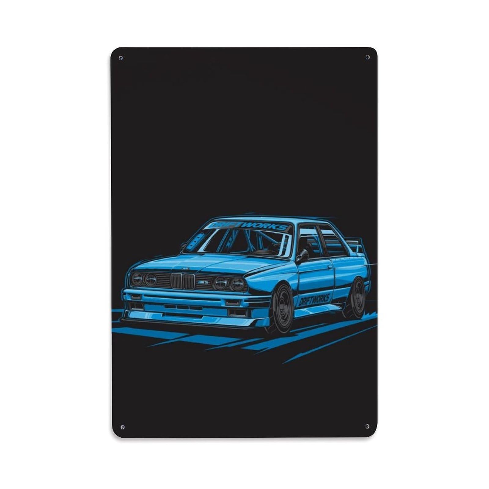 Germany Anime Racing Classic Sports Car Supercar E30 M3 Guide Metal Tin Sign Plaque Wall Decor for Cafe, Man Cave, Club Bar, Office, Home Garden Round Metal Poster 8x12Inch