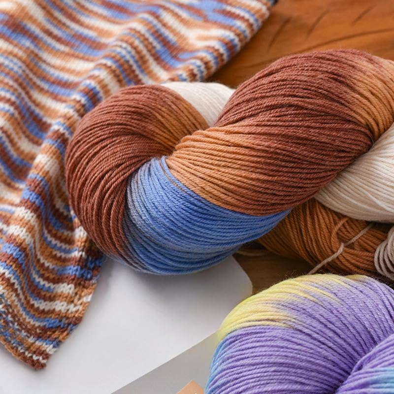Hilo de Lana 4x250 g, Degradado, para Tejer a Mano, para Tejer suéteres, Bufandas, chales y Gorros