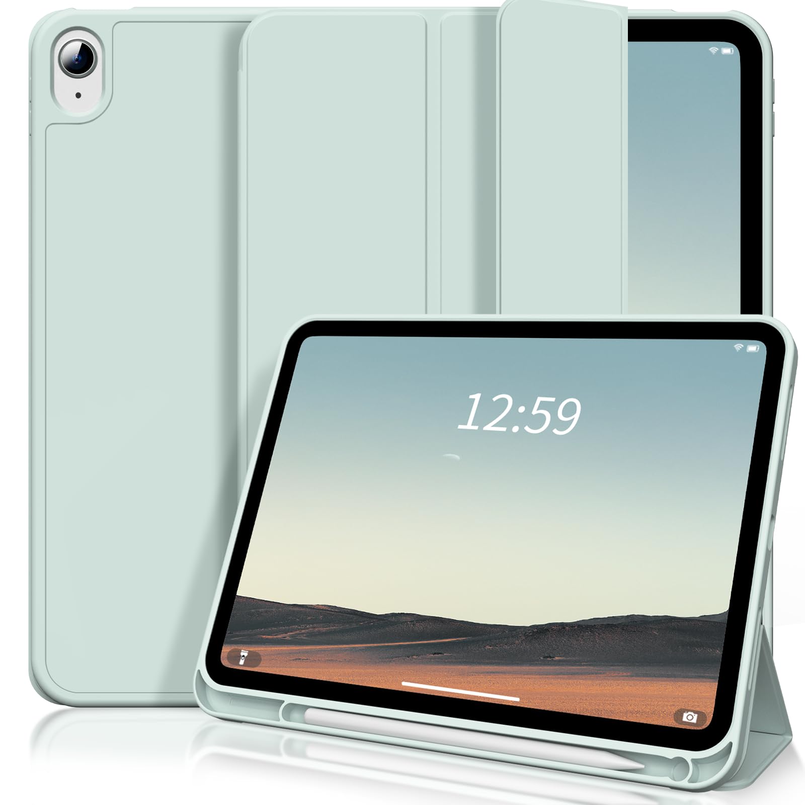 SQBEBS Compatible for iPad (A16) 11th / 10th Generation Case 2025/2022 with Pencil Holder, Smart Stand Case with Soft TPU Back Cover for iPad 11/10.9
