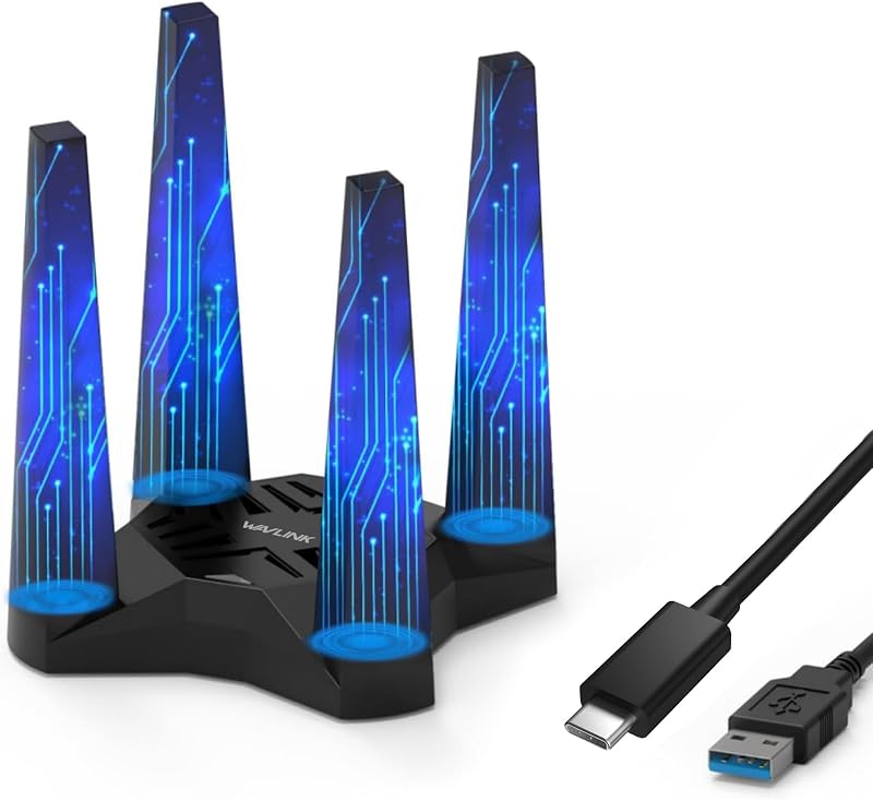 Adaptador WiFi USB para PC de Escritorio, Adaptador WiFi WAVLINK AX1800 | Red Inalámbrica de Doble Banda con Antenas de Alta Ganancia, MU-MIMO, Soporta Windows XP/Vista/7/8/8.1/10/11 MacOS 10.7-10.15