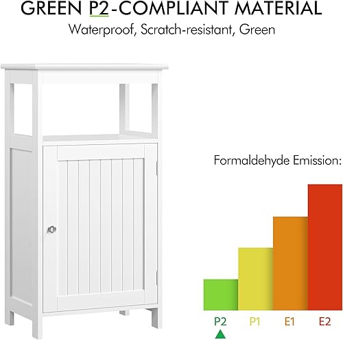 Miniatura 9 de Yaheetech Armario de piso de una sola puerta, organizador de almacenamiento independiente para baño con estante ajustable, gabinete lateral estrecho
