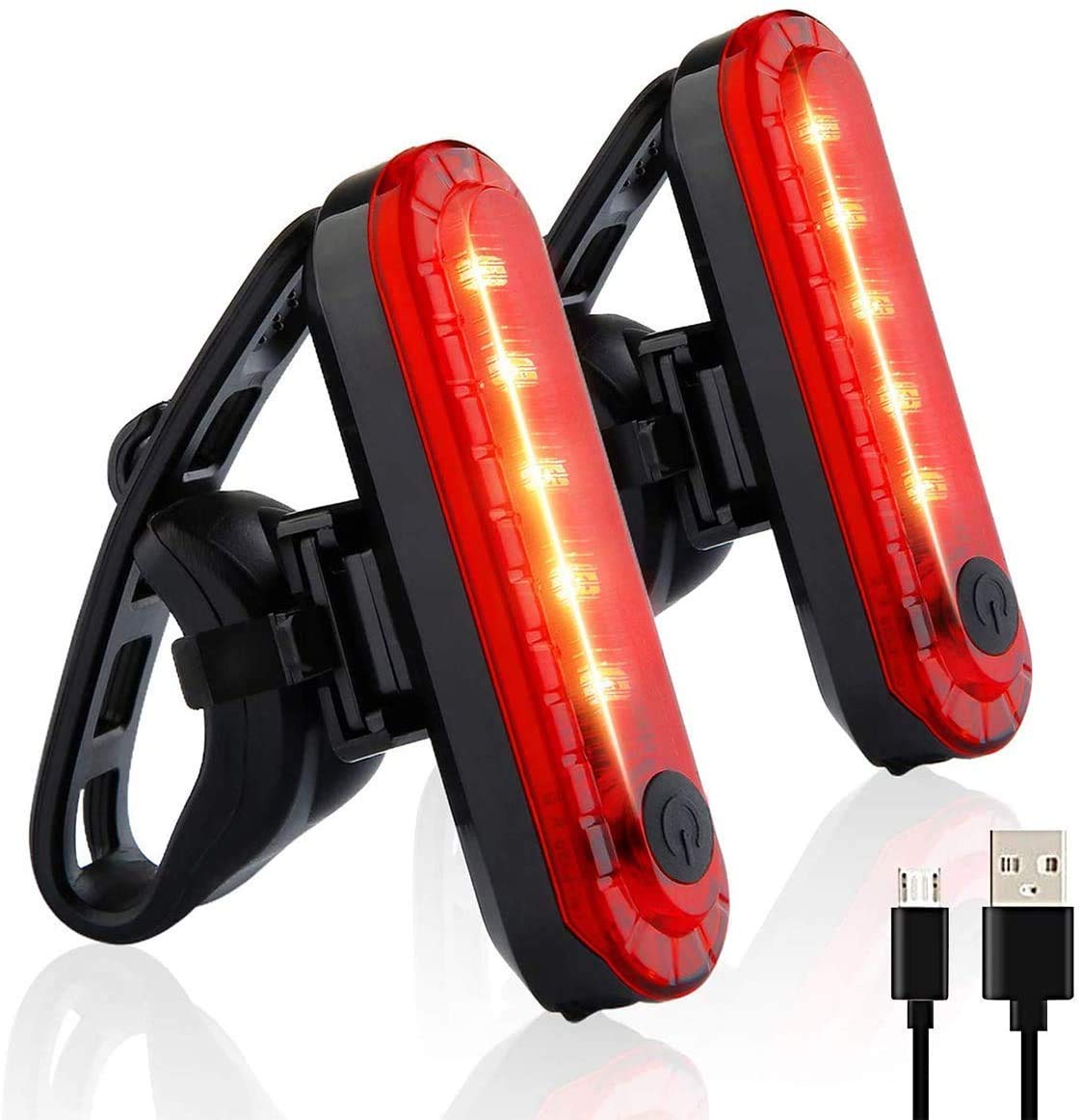VIRADHAM Bicycle Rear Light 2 -Pack β USB Rechargeable Red LED Safety Tail Light with 4 Lighting Modes β Ultra Bright Rear Bike Light for Helmets, Bicycles, Scooters, Strollers, Backpacks