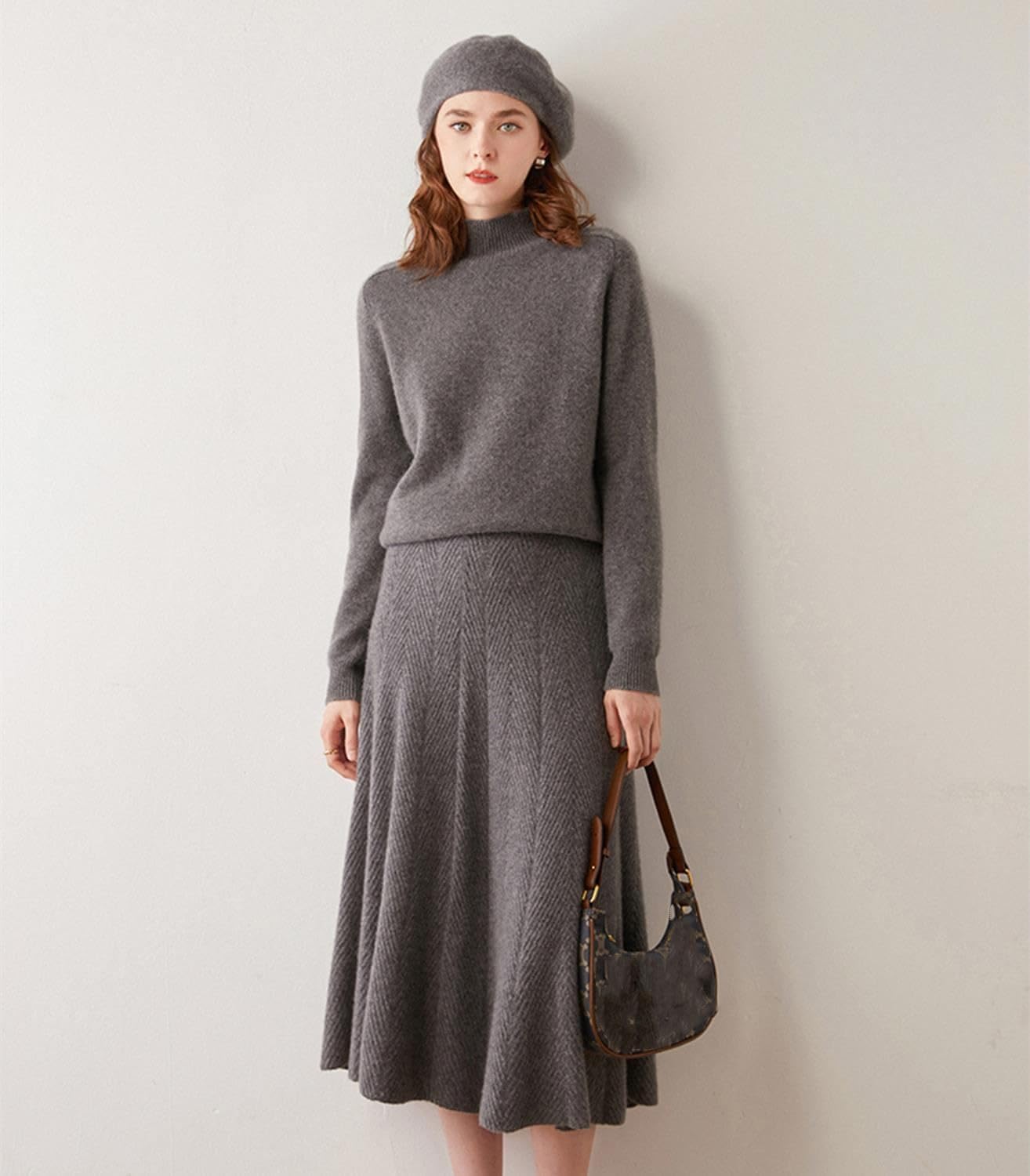 Cashmere Berets Beanie Hats Women Winter Warm Merino Wool Fashion Knit Cap - Image 3