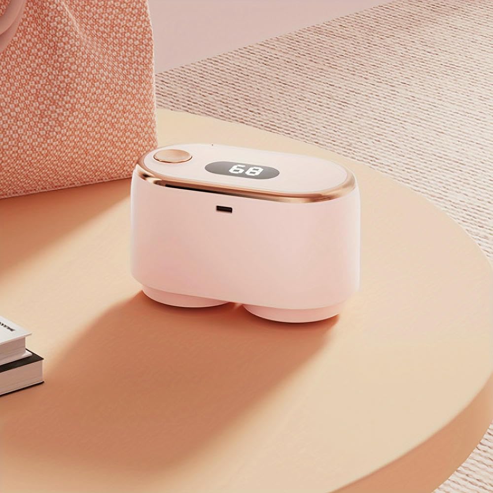 SYJYM Dwugłowicowa elektryczna golarka do tkanin z cyfrowym wyświetlaczem, 3-biegowa, ładowana przez USB, do usuwania kłaczków, Bobble