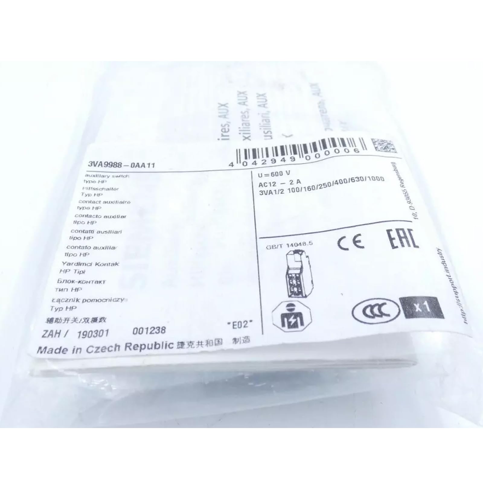 3VA9988-0AA11 disjoncteur scellé dans sa boîte d'origine avec une garantie 1 an