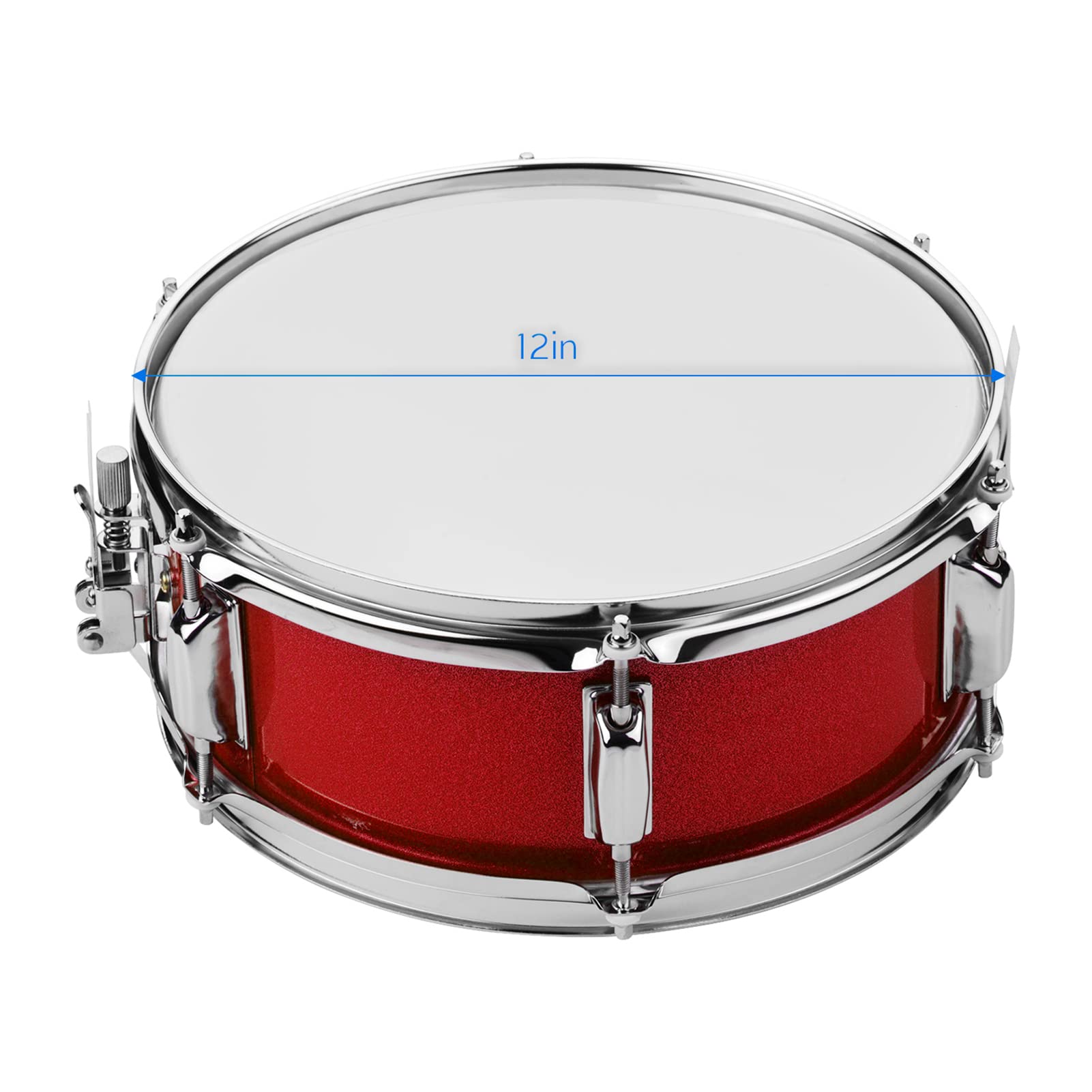 Caisse claire de 12 pouces avec baguettes Épaule Clé Outil de percussion pour étudiants Débutants Caisse de vitesse Ensemble de caisse claire portable