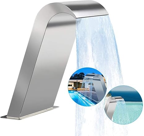 Image Stainless Steel Pool Fountain Pool Fountain Outdoor Waterfall Water Feature for Garden Pool Pond Decoration Spillway of Water Garden Waterfall (Silver 300 * 600mm) Image Stainless Steel Pool Fountain Pool Fountain Outdoor Waterfall Water Feature for Garden Pool Pond Decoration Spillway of Water Garden Waterfall (Silver 300 * 600mm)