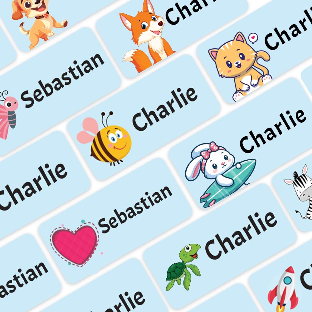 Papa Prints Pack of 100 Personalised Name Stickers for Clothes Kids (30 x 13 mm) Personalised Name Tags for Clothes Kids Iron on Name Labels for Clothes
