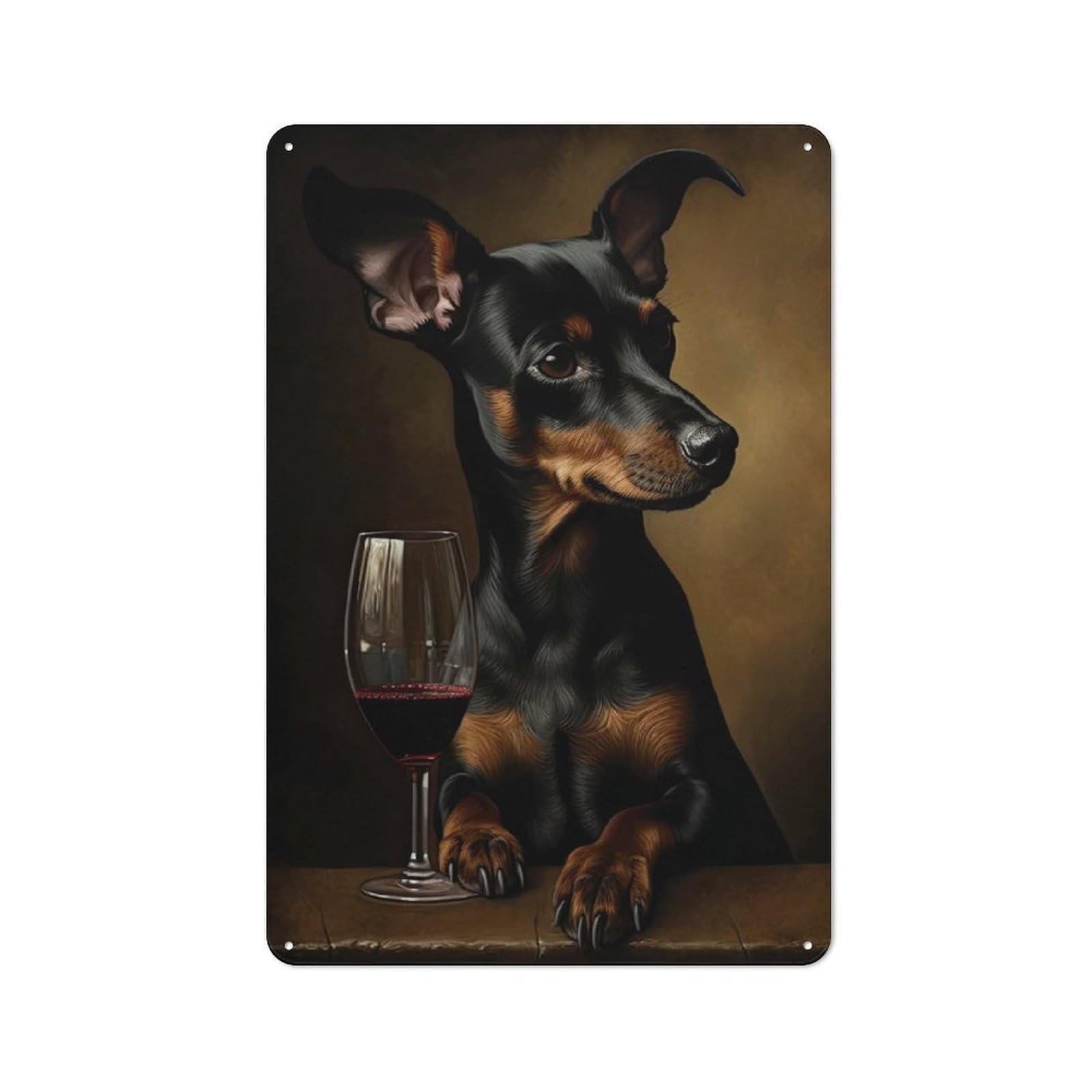 Nostalgic Miniature Pinscher Wine Decorative Tin Plaque 30x20cm, Classic Pub Decor for Diner, Restaurant, Shed Or Kitchen
