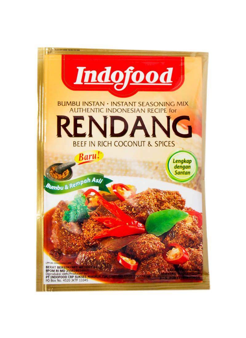 Indofood Rendang - Beef in Chili & Coconut Seasoning, 50 Gram (Pack of 8)