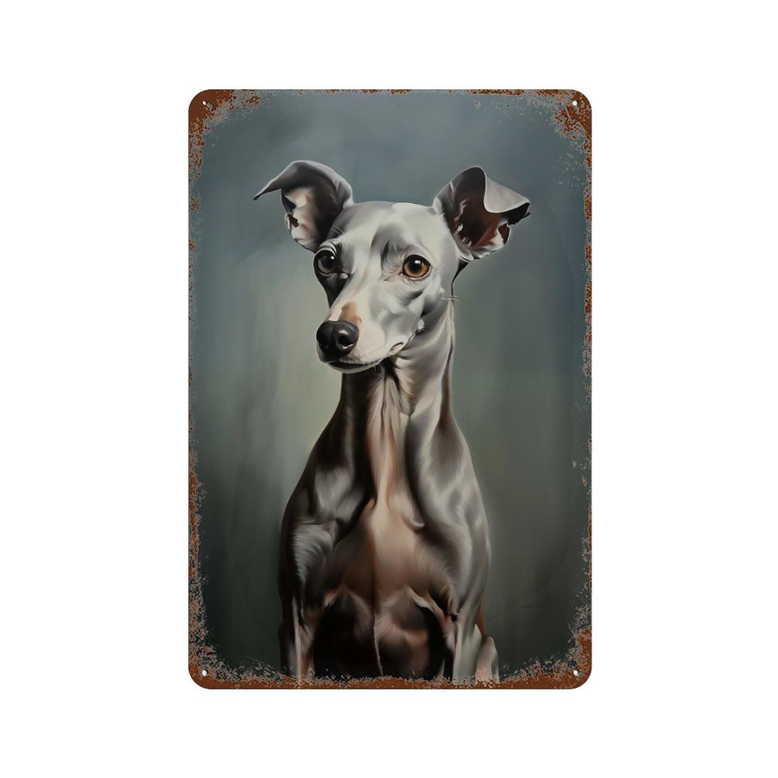 Italian Greyhound Rust Effect Tin Sign 11.8"x7.9", Retro Wall Decor for Pub, Kitchen And Man Cave Decor