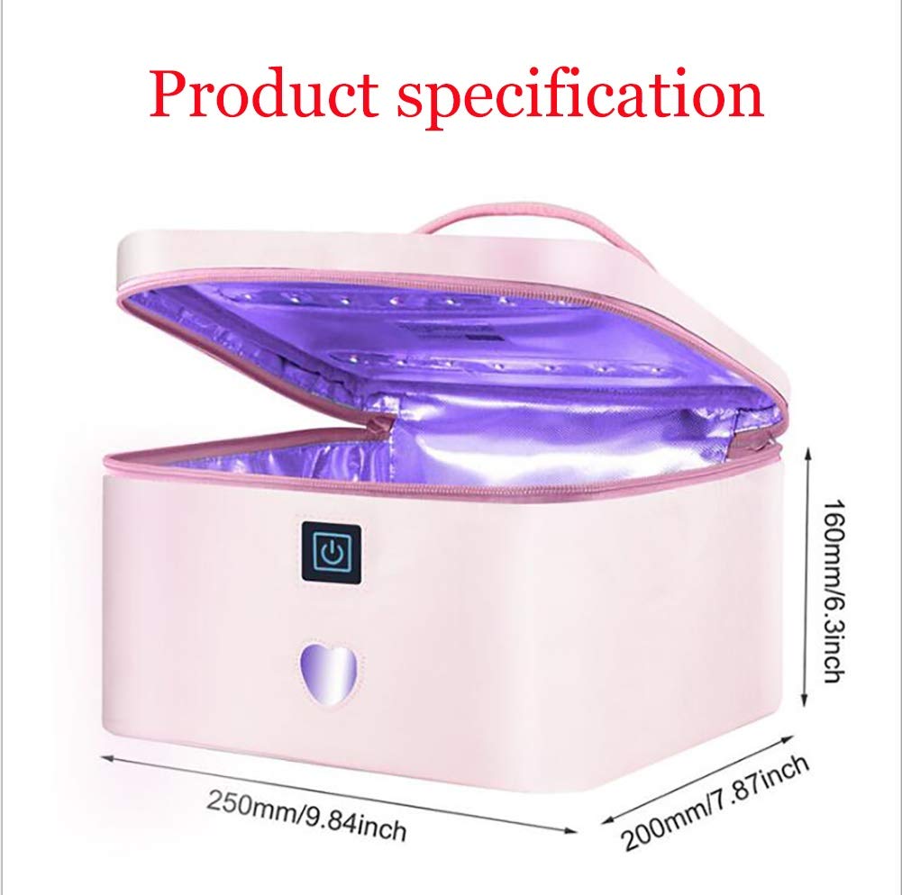 Sterilizzatore UV, Disinfezione UV Principale Piccola casa Portatile, per Scatola di sterilizzazione della Biancheria Intima della Biancheria Intima dei Gioielli （Rosa）