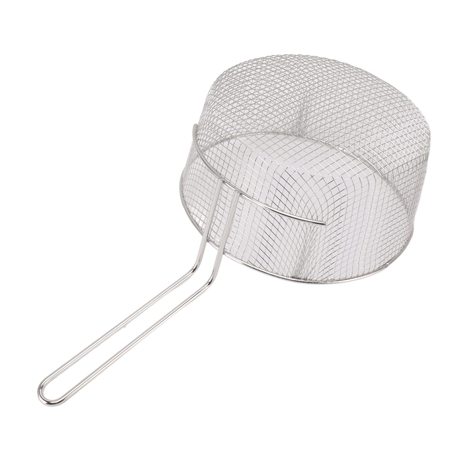 Cestello per Friggere in Pentola, Pentola Cestello in Rete Rotondo Acciaio Inox Frittura con Manico per Padella Patatine Fritte, 23 Cm