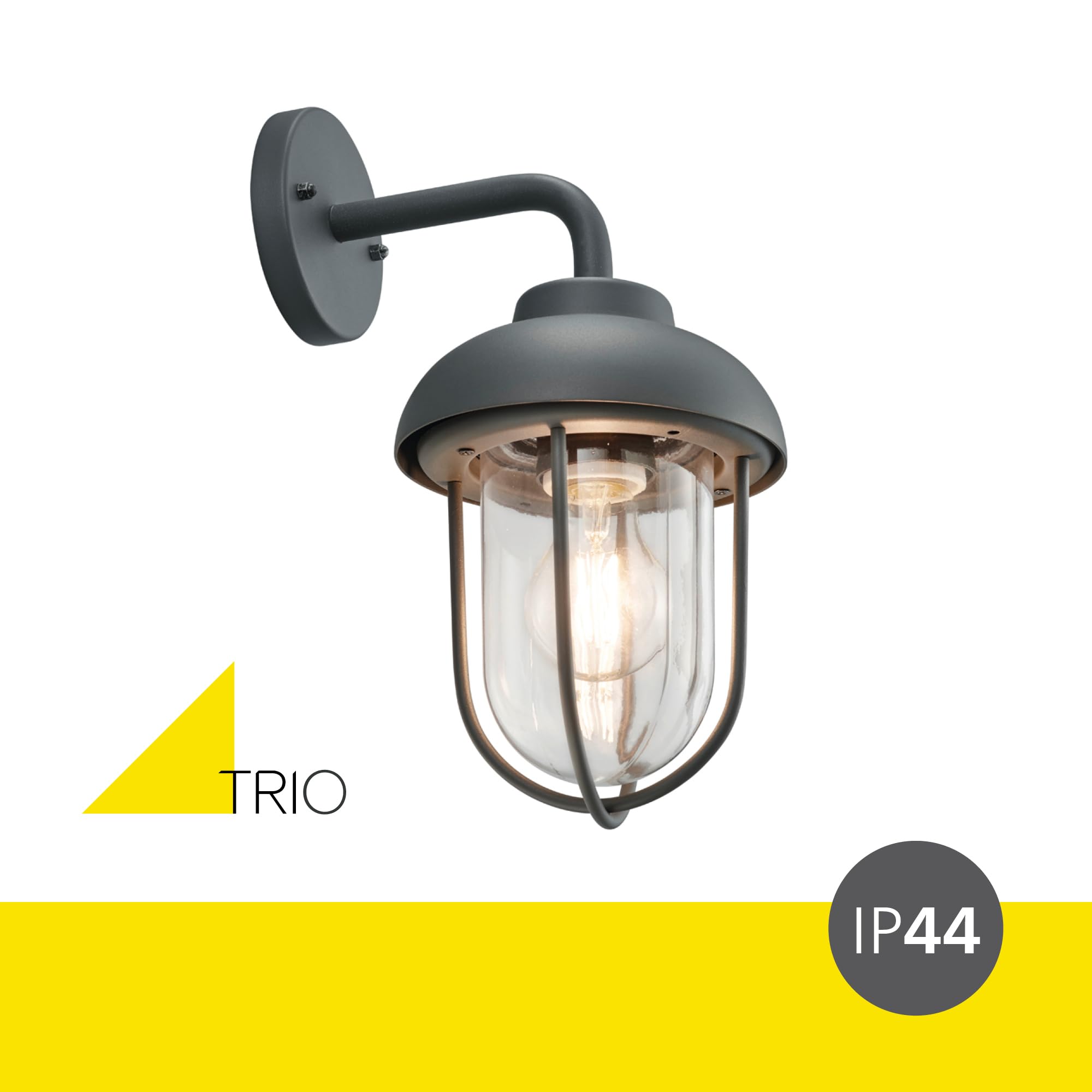 Trio Leuchten Zewnętrzna lampa ścienna Duero 202760142, aluminiowy odlew ciśnieniowy antracyt, szkło przezroczyste, bez 1x E27
