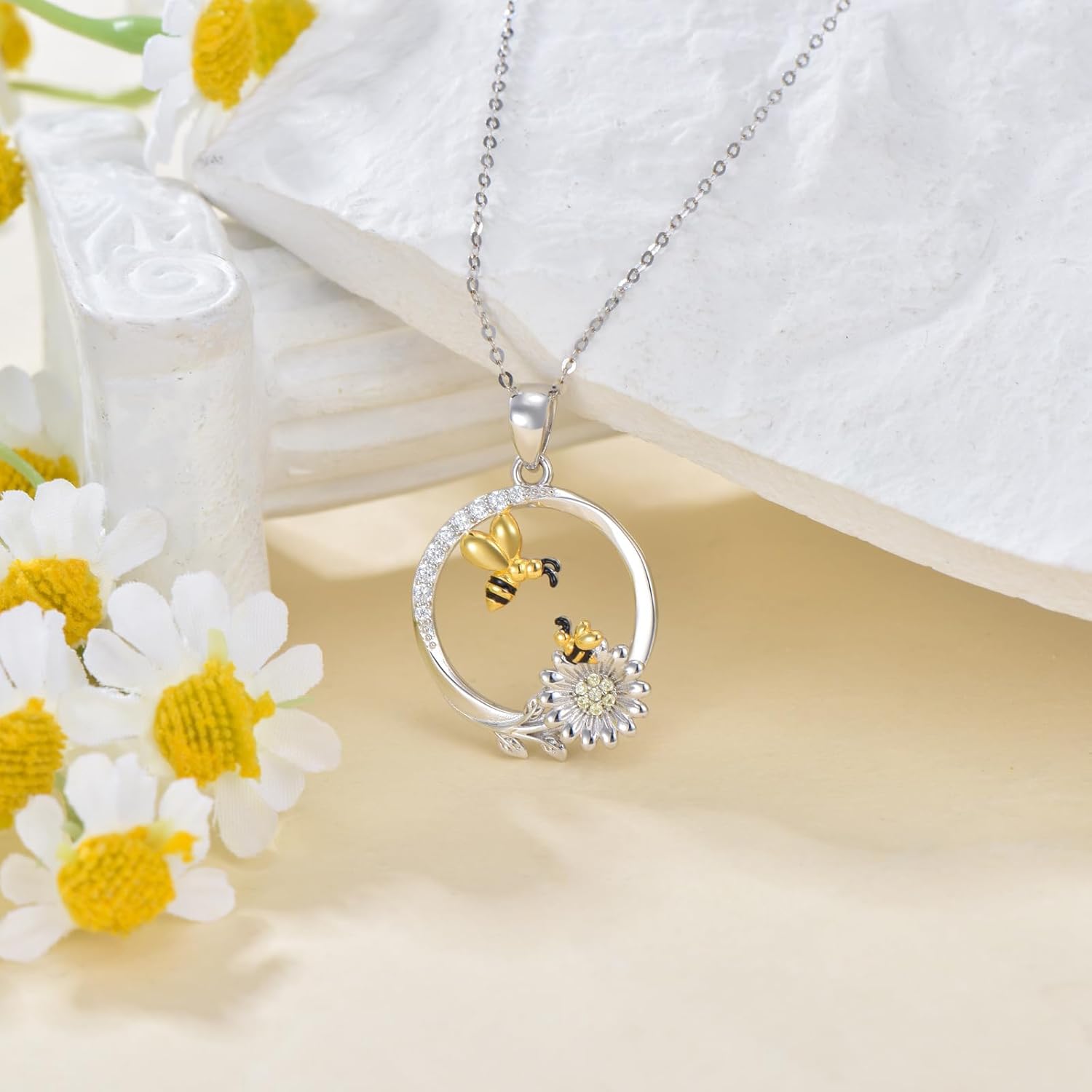 Bee Necklace for Women S925 Sterling Silver Bee Pendant Necklace Mother's Day Valentine's Day Christmas Jewelry Gifts for Mother Wife - Image 5