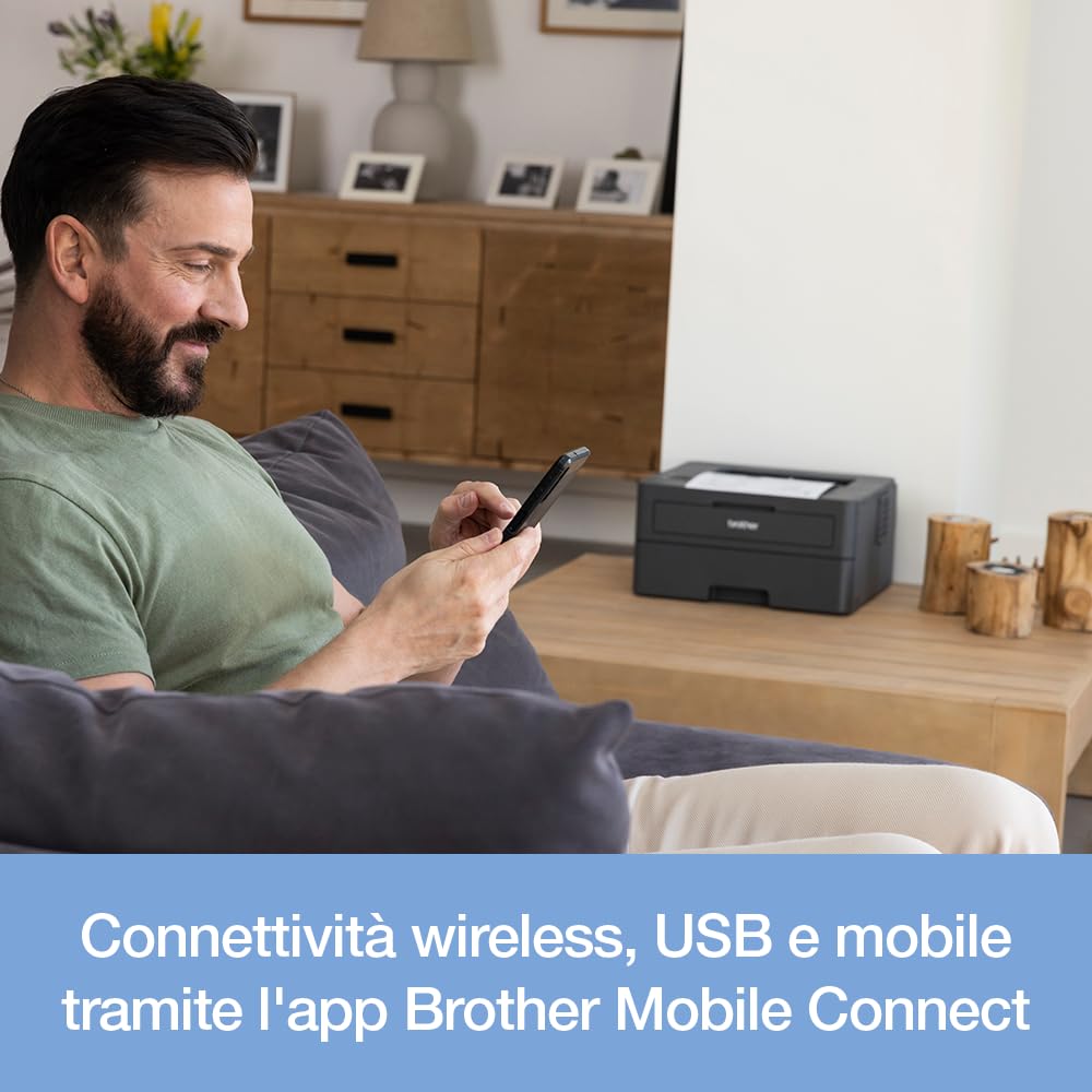 Brother HLL2400DWE Stampante Laser Monocromatica 30 ppm Stampa Fronte/Retro WiFi USB Cassetto 250 fogli