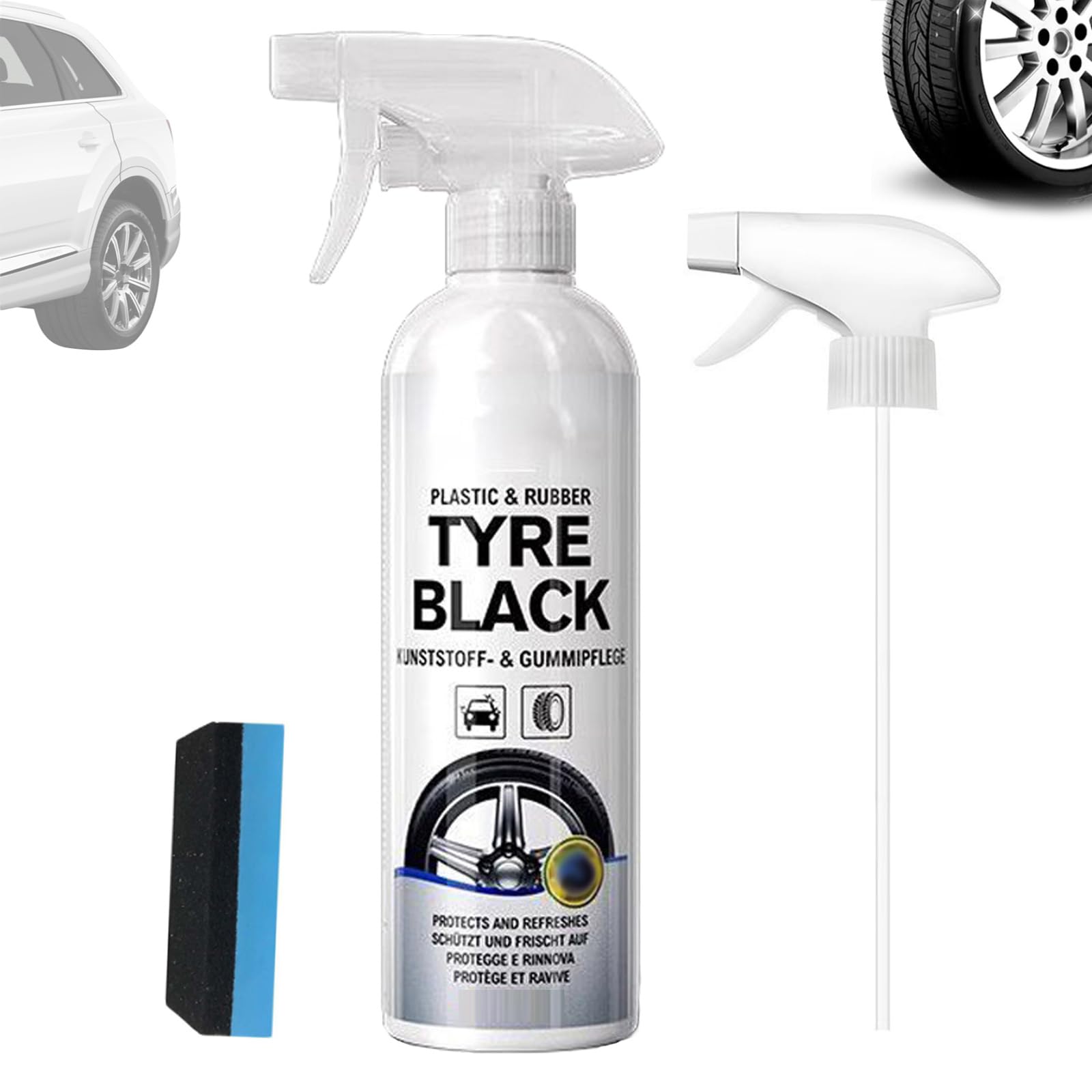 Plastics & Rubber Tyre Shine & Protector Spray, Tire Coating Liquid – Hydrophobic Tyre Dressing, Rubber Shine Spray, Long Lasting Protection for All Wheel and Tires Types (1pcs)