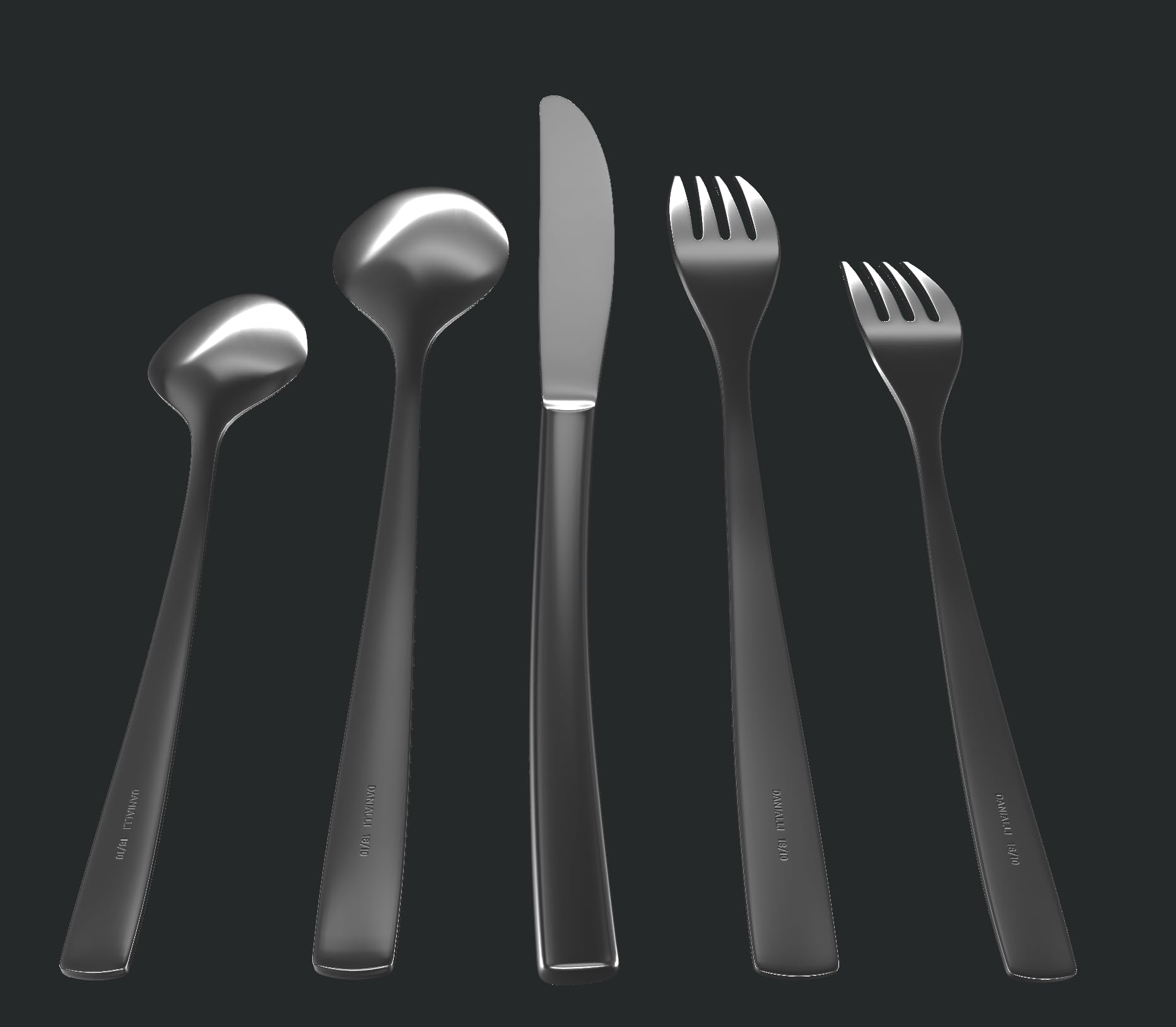 Danialli Mattes Besteck-Set, 18/10 Edelstahl, satiniertes Besteck, modernes gebürstetes Finish, spülmaschinenfest und langlebig, langlebig (40-teilig, elegant)
