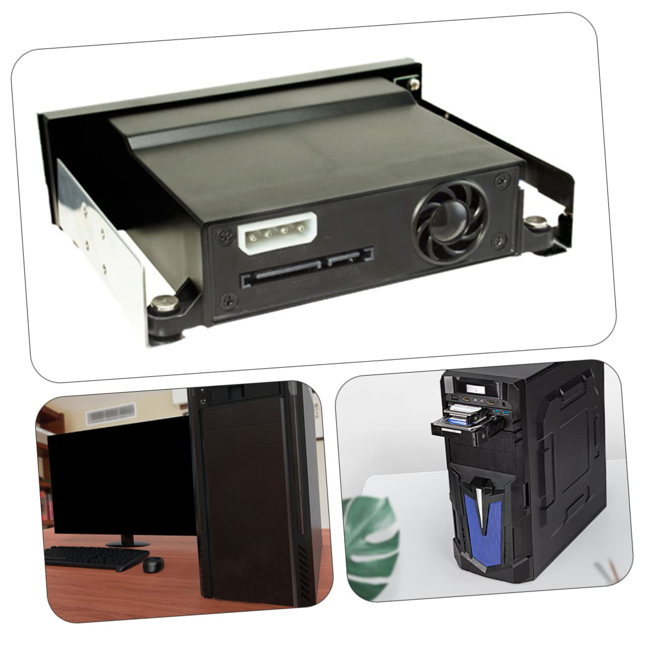 Kit de Montaje de Disco Duro Interno de 5, 25 Pulgadas Negro | Soporte para Unidades de 2, 5 y 3, 5 Pulgadas, Acero Inoxidable y Plástico, Instalación sin Tornillos