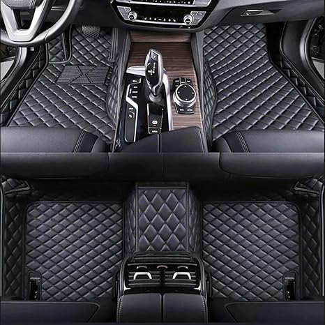 Personalized Floor Mats for Cars, Full Coverage Luxury Mats, Anti-Slip Set, Custom Fit for 99% of Sedan, Trucks, SUVs (Black)