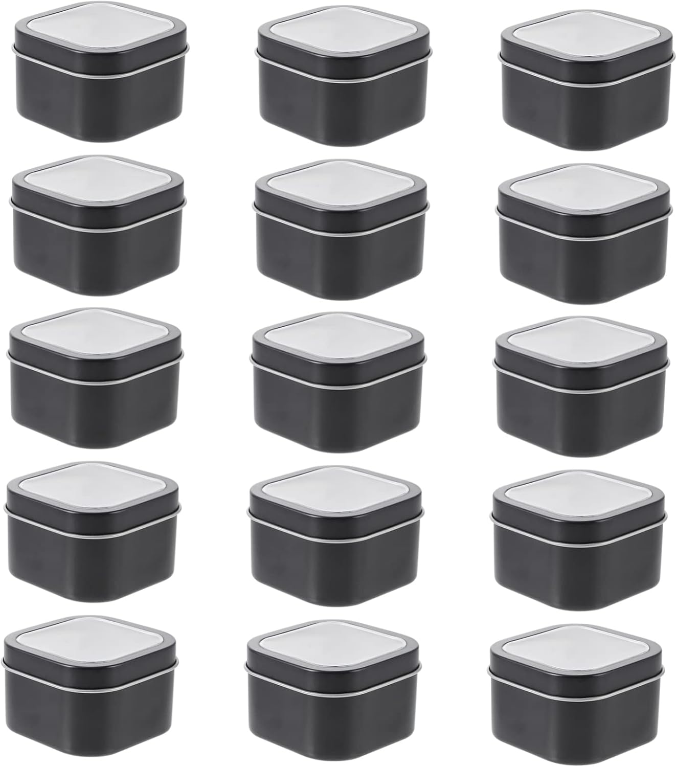 PHENOFICE Metal Storage Tin Boxes with Window Lids Bulk Candles Jars for Decorative Box