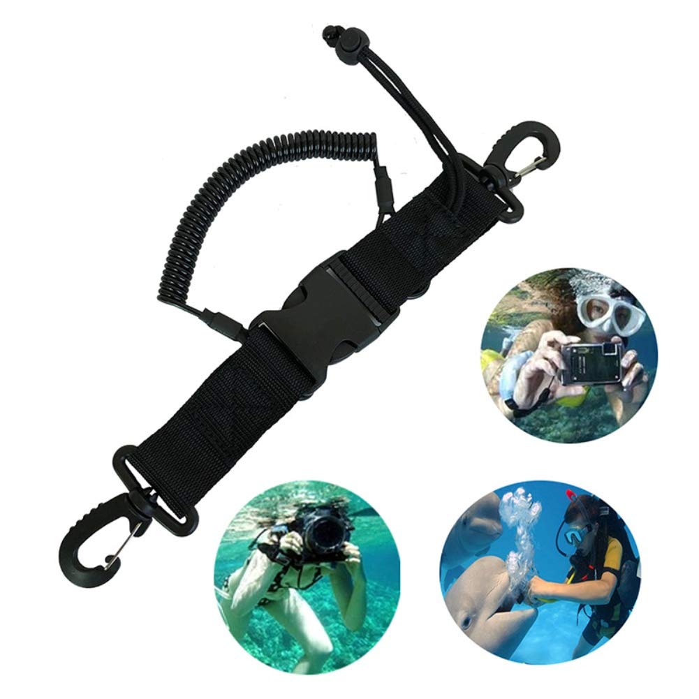 Sunshay 1 pc Diving Coil Lanyard, Diving Lanyard with Dual Clips, Quick