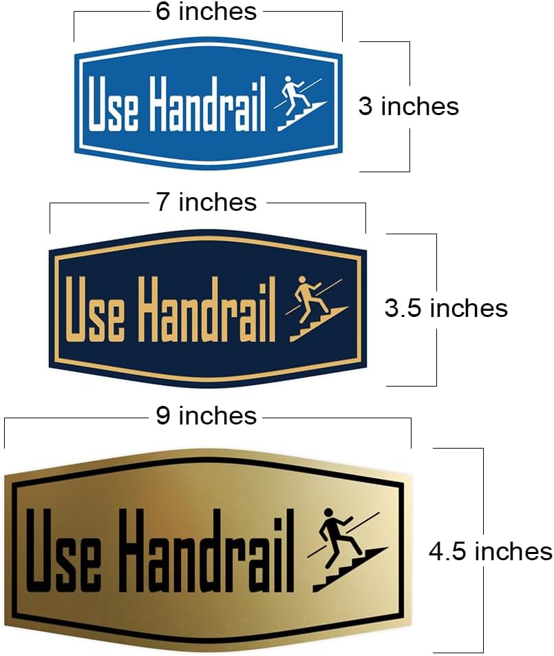 Fancy Use Handrail Sign (Black Gold) - Large 2 Pack