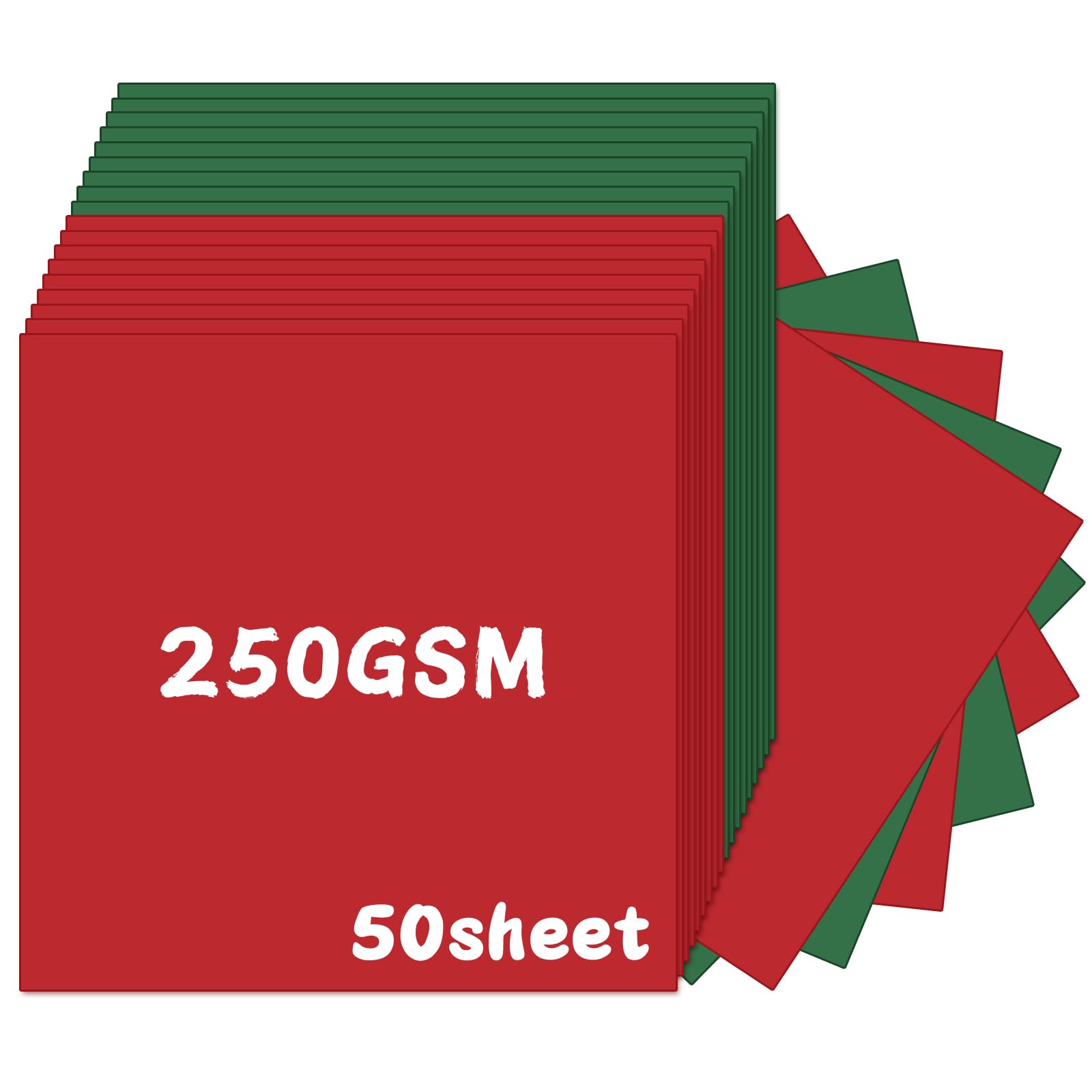 YINUOYOUJIA Christmas Cardstock 12 x 12" Thick Paper 50sheets, 250gsm/92lb Construction Paper red and green cardstock for Xmas DIY Crafts Cards Making