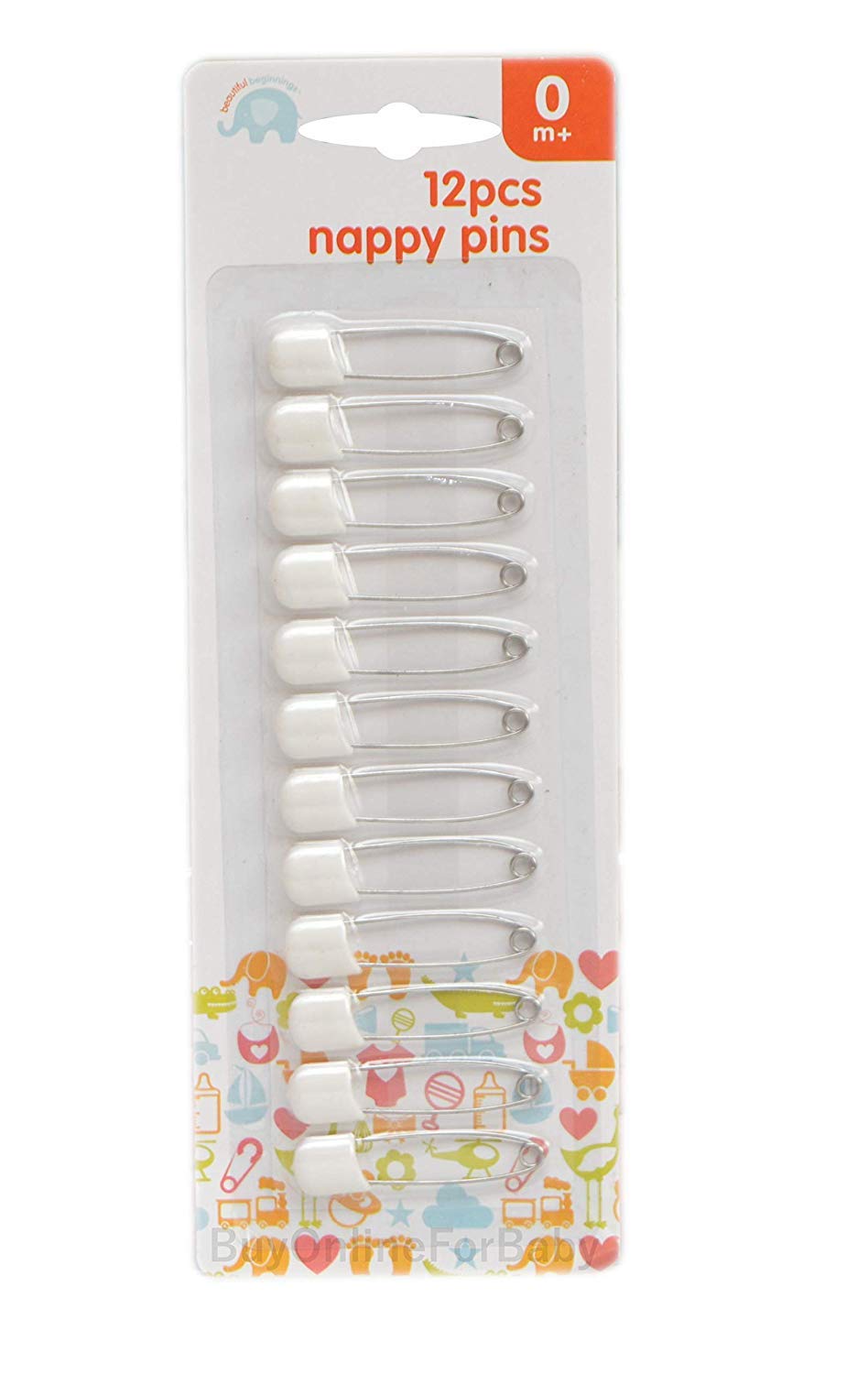 6 Nappy Pins Terry Nappies Pin Baby Diaper White Covered Fastener