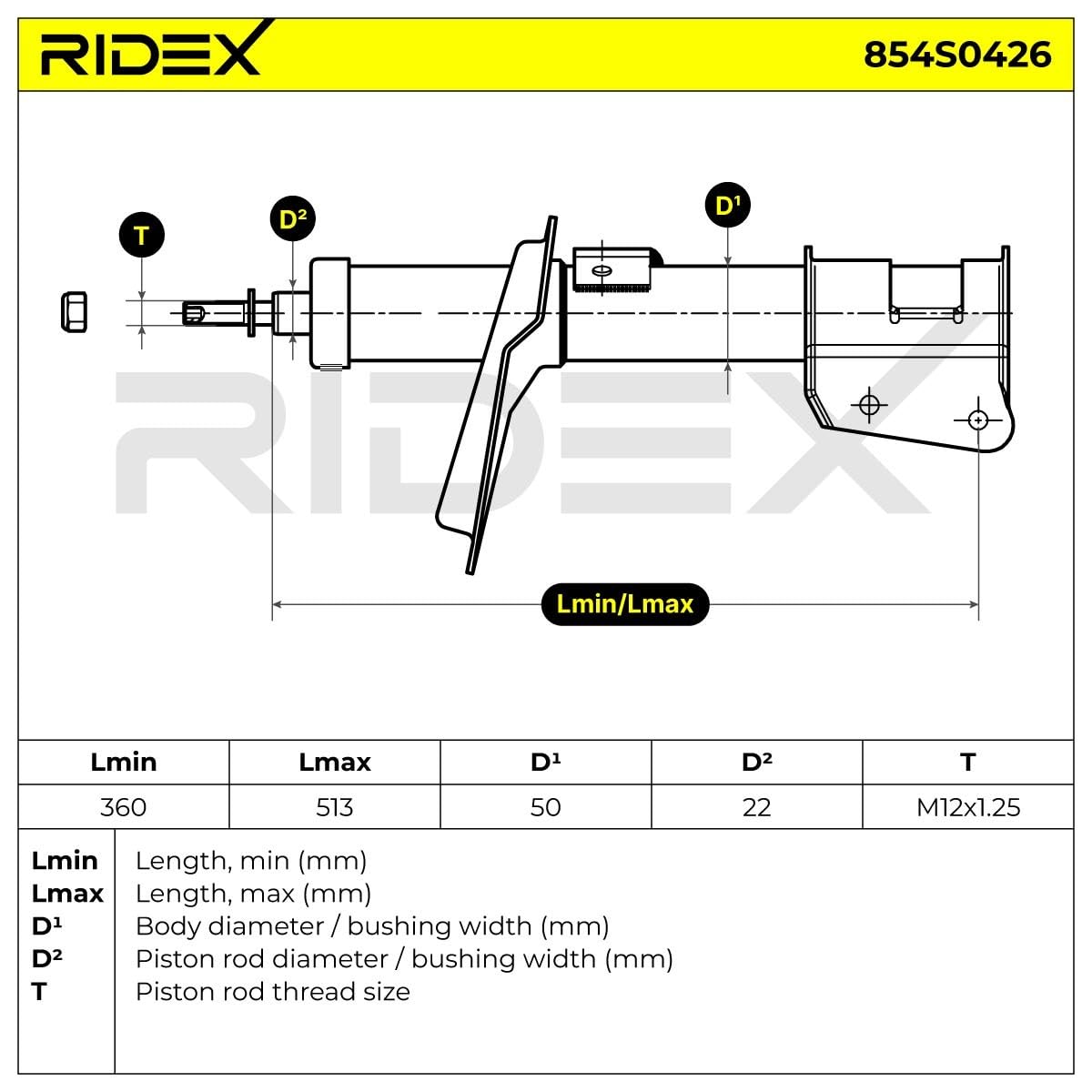 RIDEX 854S0426, 2 szt Amortyzator zestaw rozpórka zawieszenia przód Kompatybilny z LANCIA DEDRA SW 835, FIAT MAREA 185 MAREA Weekend 185