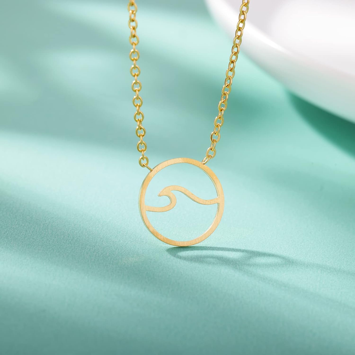 VAttract Wave Necklace Ocean Jewelry Gifts Beach Necklaces Cute Chokers for Women(Gold) - Image 5