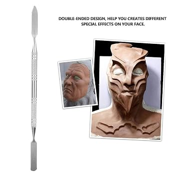 Modeling Scar Wax with Stainless Steel Double Ended Spatula Applicator for Special Effects FX Makeup, Theatrical Makeup, Halloween Fake Wound Moulding, Scars Prosthetics