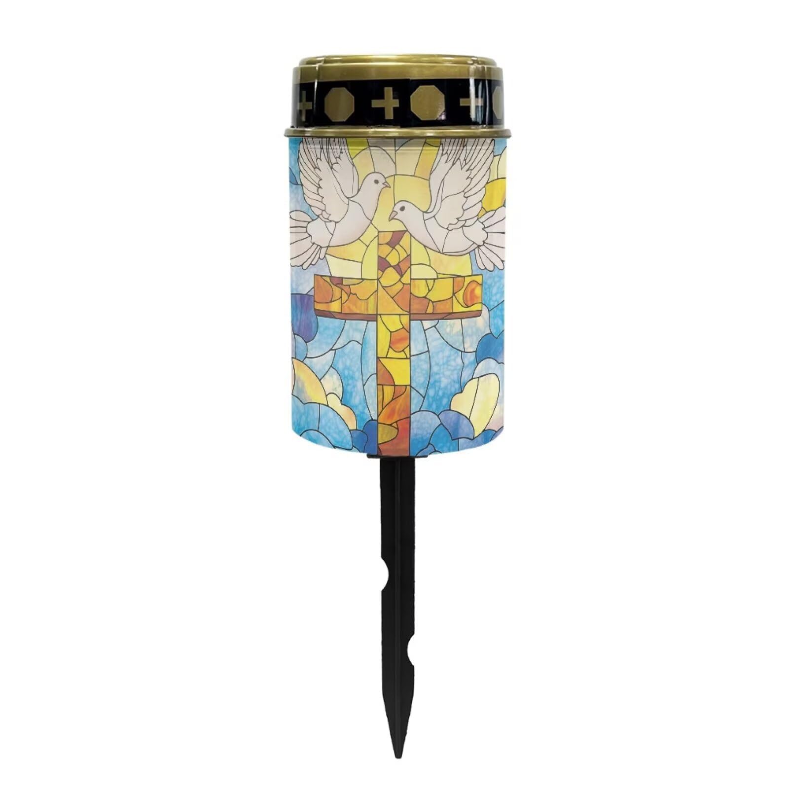 Cemetery Solar Lights for Grave, Pigeon Cross Sun Pattern Outdoor Decor, Outdoor Garden Waterproof Path Lights for Night Outside