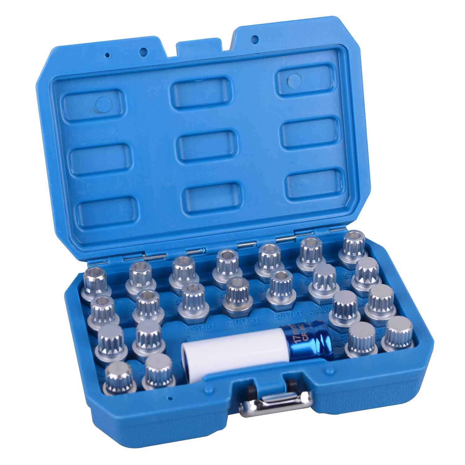 DAYUAN 23pcs Wheel Lock Lug Nut Remover Kit, Automotive Wheel Anti-Theft Screw Removal Key Socket Set with Adapter for VW Audi