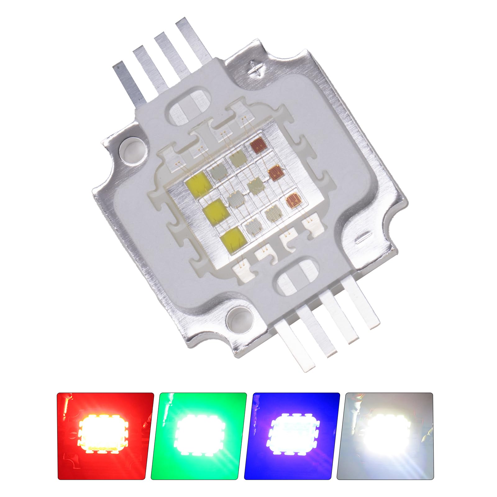 LEDGUHON 12W High Power LED Chip RGBW Integrated COB LED Beads Module (350mA/Red 6-7V/Green 8-9V/Blue 8-9V/White 8-9V 140deg) Emitter Diode Module Lamp Bead Component Replacement DIY Illumination