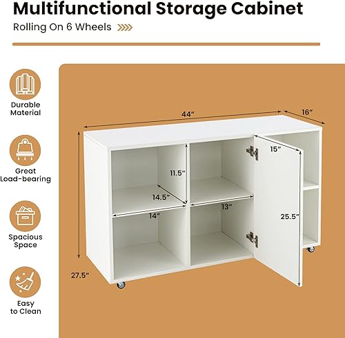 Miniatura 3 de LOKO Archivador archivador móvil gabinete de almacenamiento de oficina con ruedas bloqueables gabinete de archivo lateral para oficina en casa 44 x