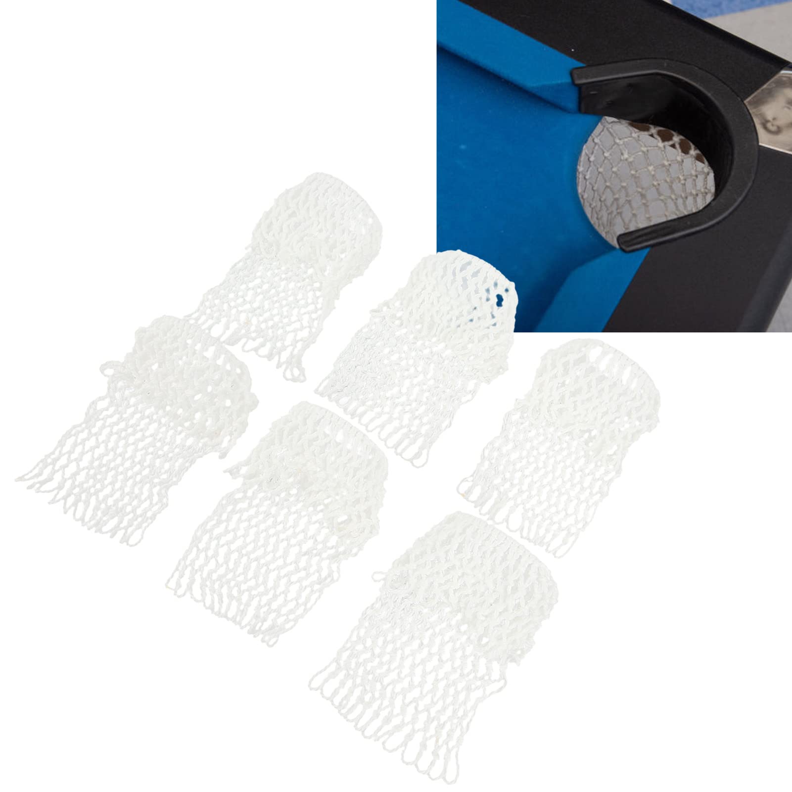 Yuecoom 6PCS Billiards Pool Table Pockets, Pool Table Pocket Replacement Billiards Net Pocket White Durable Cotton Billiard Pockets for Pool Table Accessories