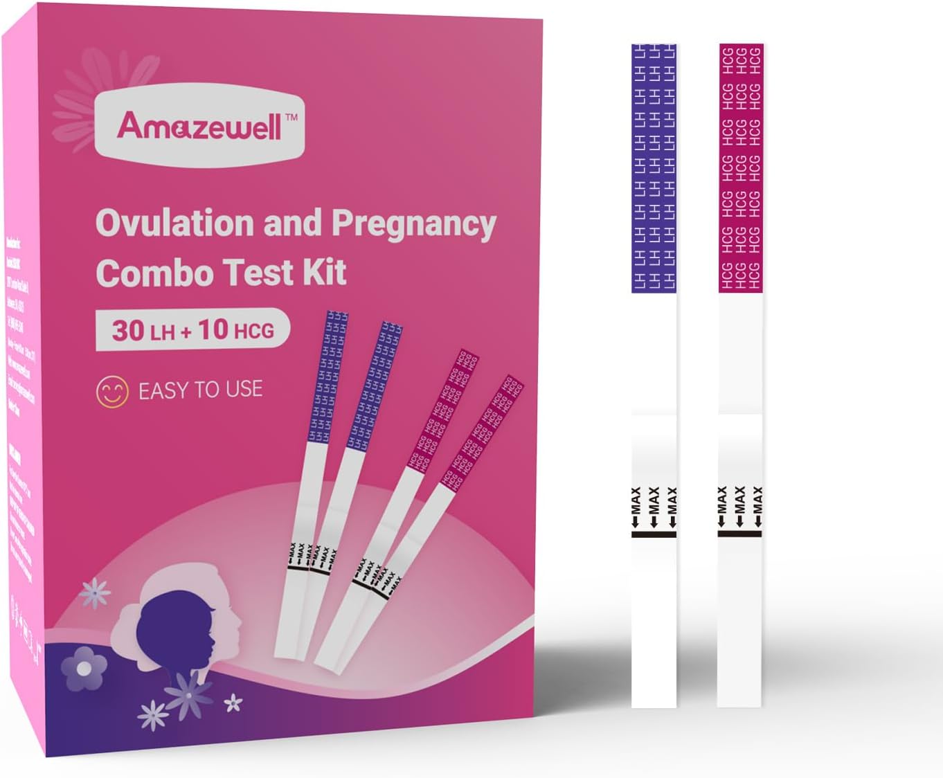 Ovulation Test Strips and Pregnancy Test Strips Kit, Ovulation Strips Fertility Test for Women, 30 LH Test + 10 HCG Test, Ovulation Predictor Kit for Home 40 Count (Pack of 1)