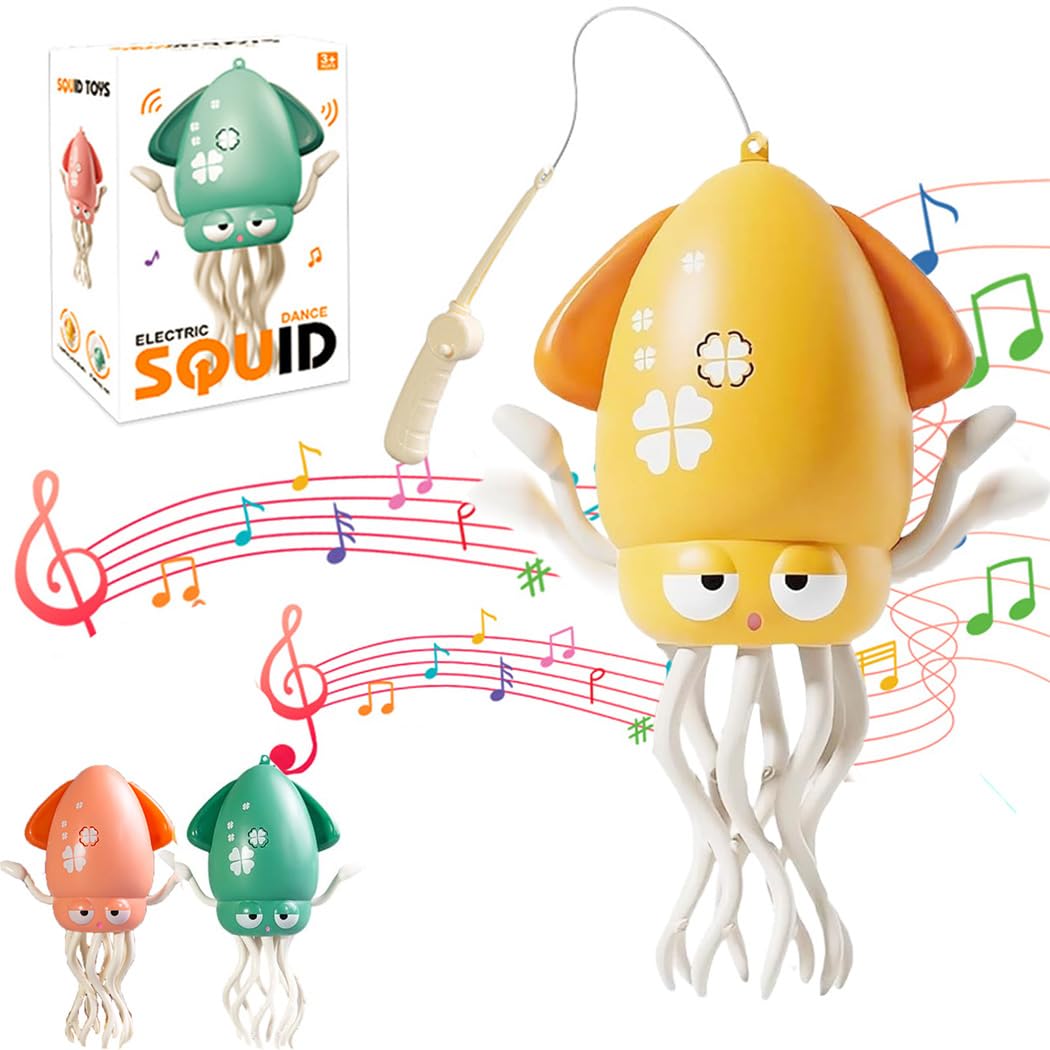 ASCAVS Electric Dancing Crawling Octopus Baby Toy,Squid Tummy Time Toy for Kids Baby,Automatic Evasion,with LED Lights & Music,Birthday Gift.